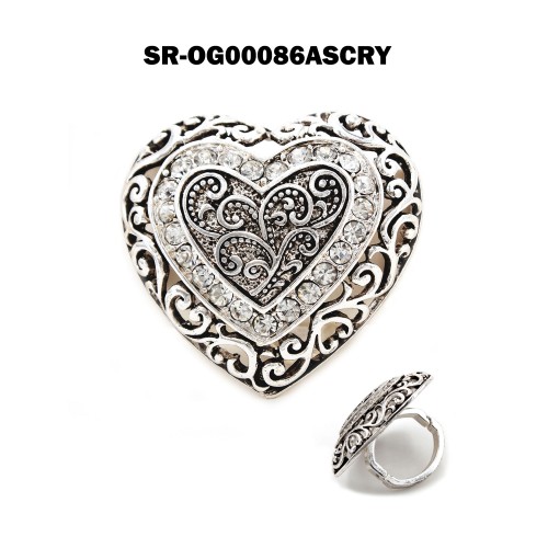 Scarf Ring - Rhinestone Paved Angel Charm - SR-OG00086ASCRY